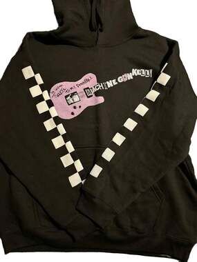 Machine Gun Kelly Tickets To My Downfall Black Hoodie with Checkerboard Sleeves